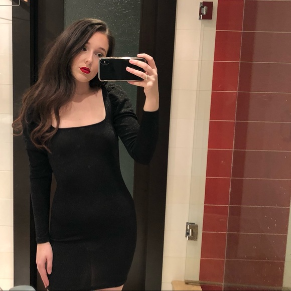 sparkly puff shoulder bodycon dress - Picture 1 of 1